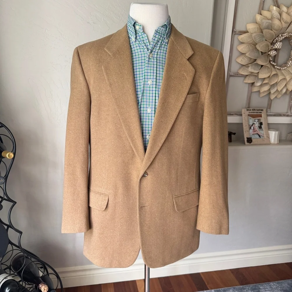 Jean Paul Germain Blazer Men's Tan‎ Camel Hail & Wool Blend Sportscoat Size 42L